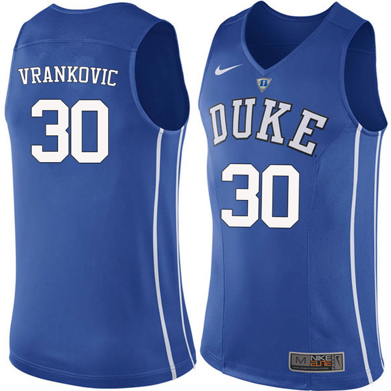 Duke Blue Devils #30 Antonio Vrankovic College Basketball Jerseys-Blue